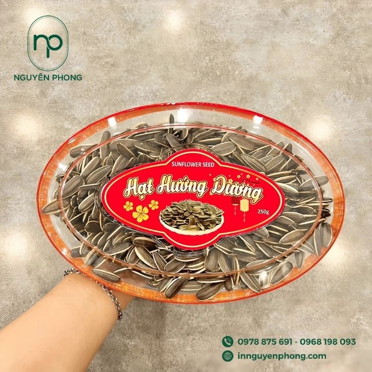 Mẫu tem nhãn dán hạt hướng dương phong cách đơn giản